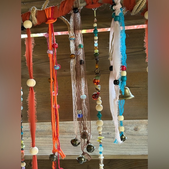 Handmade Boho Style Wind Chimes | Tiny Bells | Yard Art | Earthy Outdoor Decor - Picture 9 of 14